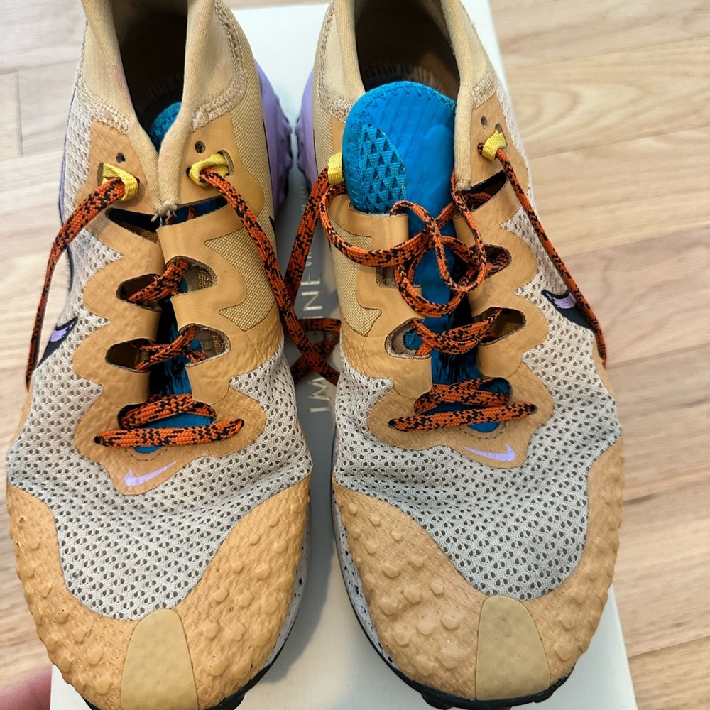 Nike Women's Sneakers - Tan, Blue, and Orange